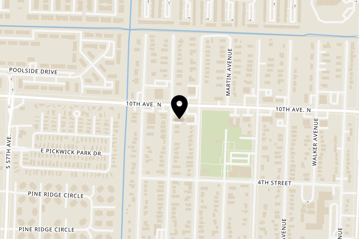 Map showing the location of Tacos Al Carbon Greenacres on 5380 10th Ave N in Greenacres