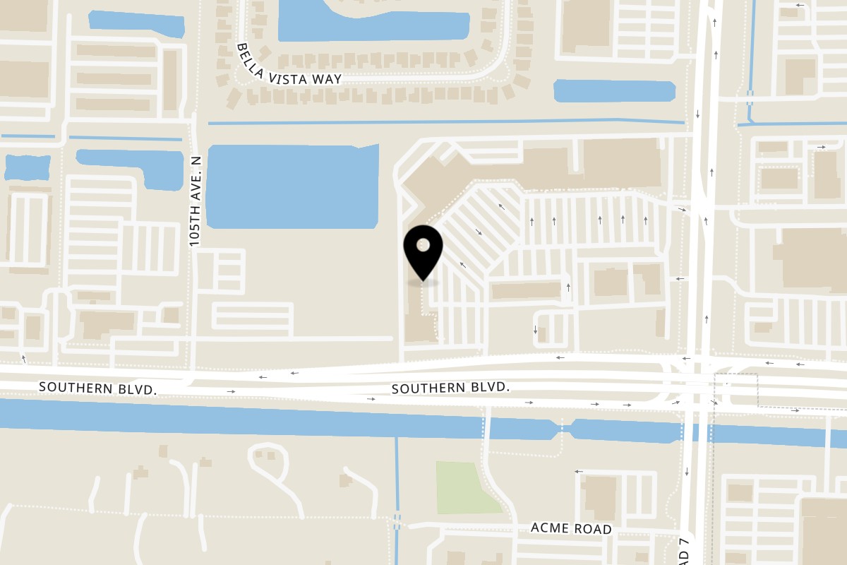 Map showing the location of Tacos Al Carbon Royal Palm Beach on 10385 Southern Boulevard in Royal Palm Beach